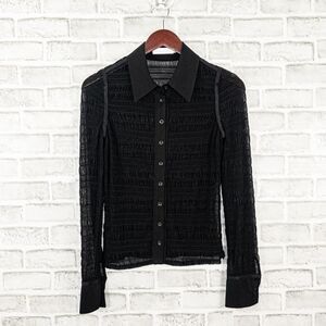 JONATHAN SIMKHAI  Robin Mesh Button Down Top Black Women's XS